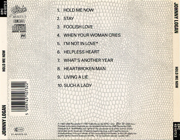 Johnny Logan : Hold Me Now (CD, Album)