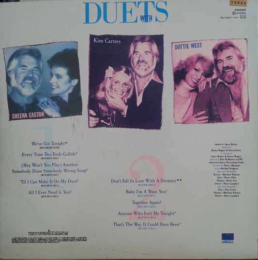 Kenny Rogers With Kim Carnes, Sheena Easton & Dottie West : Duets (LP, Comp)