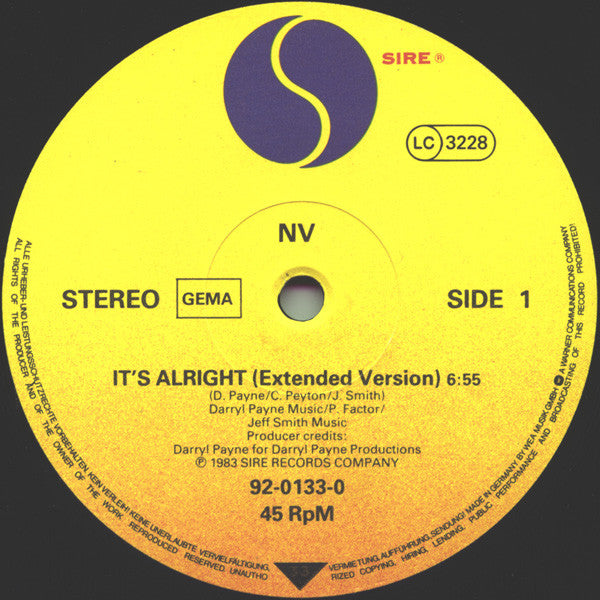 NV : It's Alright (12", Maxi)