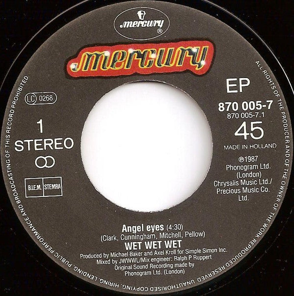 Wet Wet Wet : Angel Eyes (Home And Away) (7", EP)