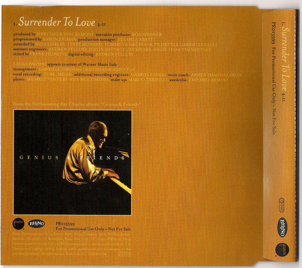 Ray Charles With Laura Pausini : Surrender To Love (CD, Single, Promo)