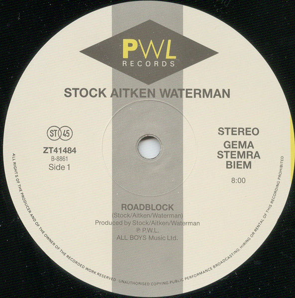 Stock, Aitken & Waterman : Roadblock (12", Maxi)