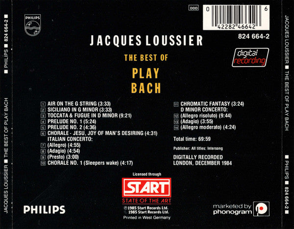 Jacques Loussier : The Best Of Play Bach (CD, Album, RE)