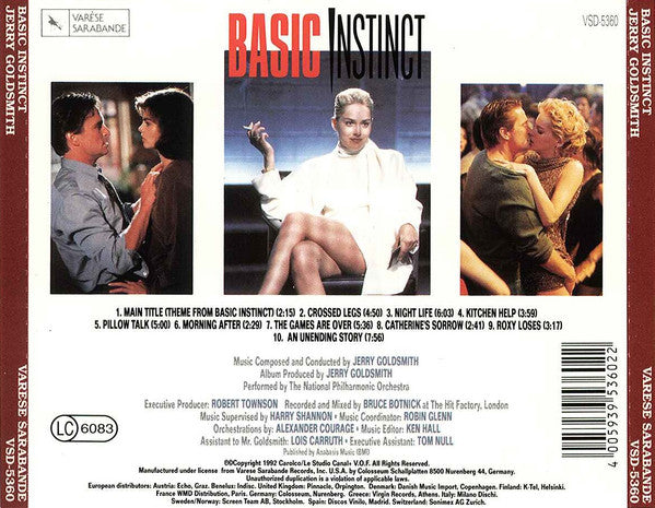 Jerry Goldsmith : Basic Instinct (Original Motion Picture Soundtrack) (CD, Album)