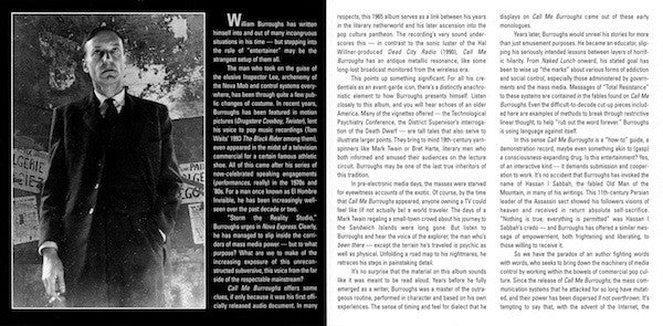 William S. Burroughs : Call Me Burroughs (CD, Album, Mono, RE, RM)