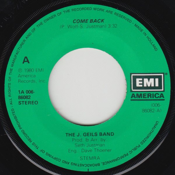 The J. Geils Band : Come Back (7", Single)