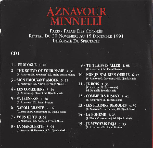 Charles Aznavour, Liza Minnelli : Paris - Palais Des Congrès Intégrale Du Spectacle (2xCD, Album)