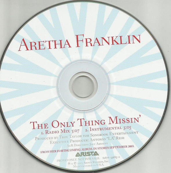 Aretha Franklin : The Only Thing Missin' (CD, Single, Promo)