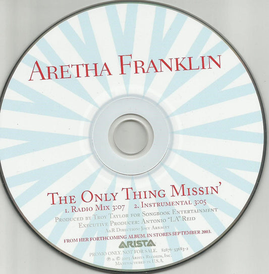 Aretha Franklin : The Only Thing Missin' (CD, Single, Promo)