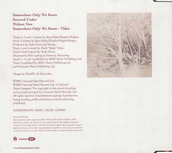 Keane : Somewhere Only We Know (CD, Single, Enh)