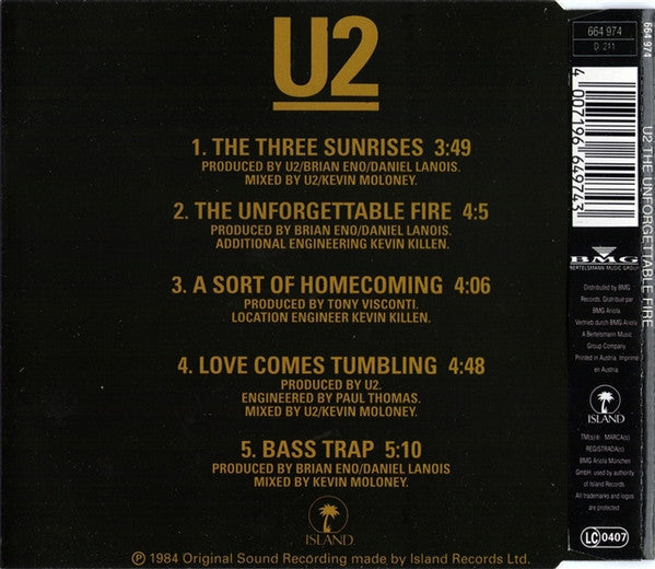 U2 : The Unforgettable Fire (CD, Single, Bla)