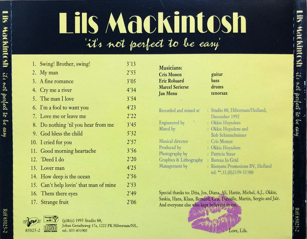 Lils Mackintosh : It's Not Perfect To Be Easy (CD)