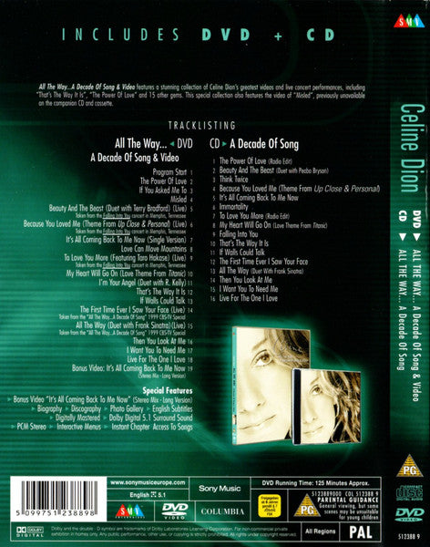 Celine Dion* : All The Way... A Decade Of Song (CD, Comp, RE + DVD-V, PAL)