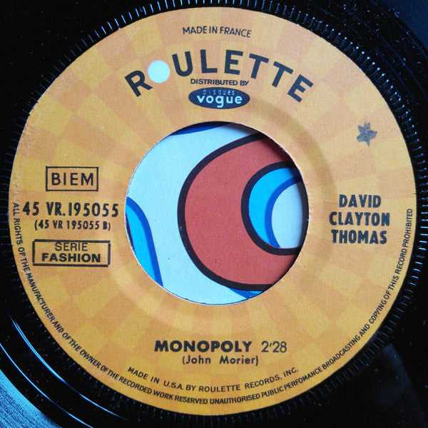 David Clayton-Thomas : No, No, No, / Monopoly  (7", Single)