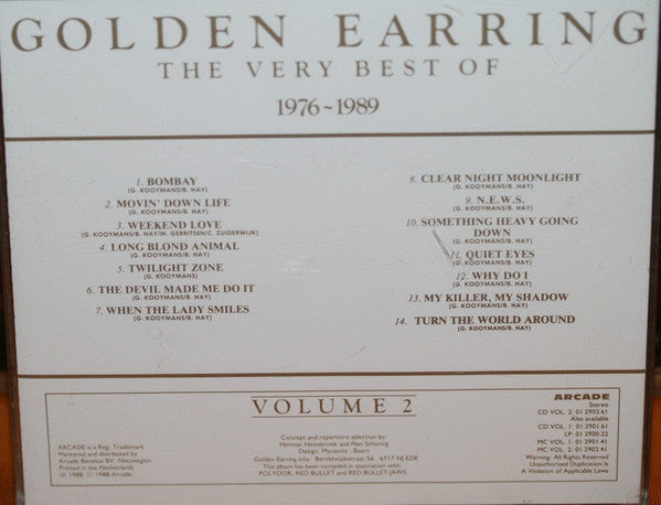 Golden Earring : The Very Best Of 1976 - 1989 Volume 2 (CD, Comp)