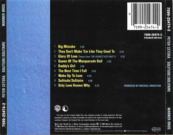 Peter Cetera : Solitude / Solitaire (CD, Album, RE)