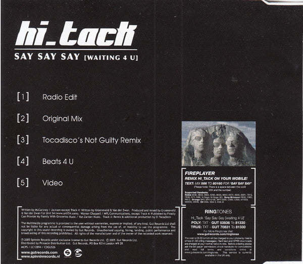 Hi_Tack : Say Say Say (Waiting 4 U) (CD, Single, Enh)