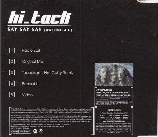 Hi_Tack : Say Say Say (Waiting 4 U) (CD, Single, Enh)