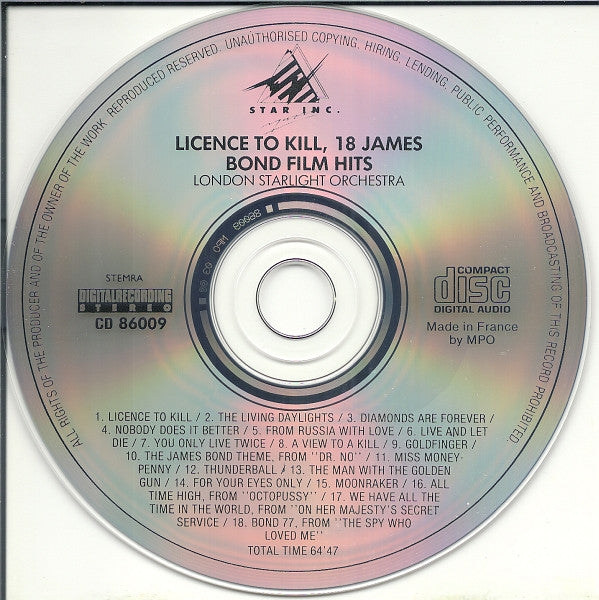 London Starlight Orchestra : Licence To Kill - 18 James Bond Film Hits (CD, Album)
