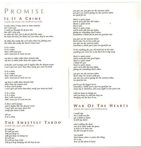 Sade : Promise (CD, Album, RE, RM)