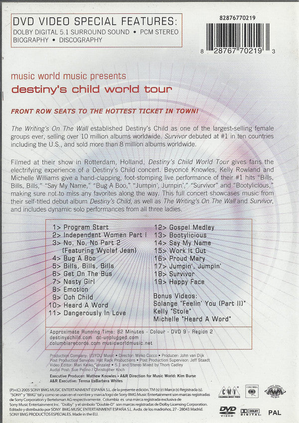 Destiny's Child : World Tour (DVD-V, RE, PAL)