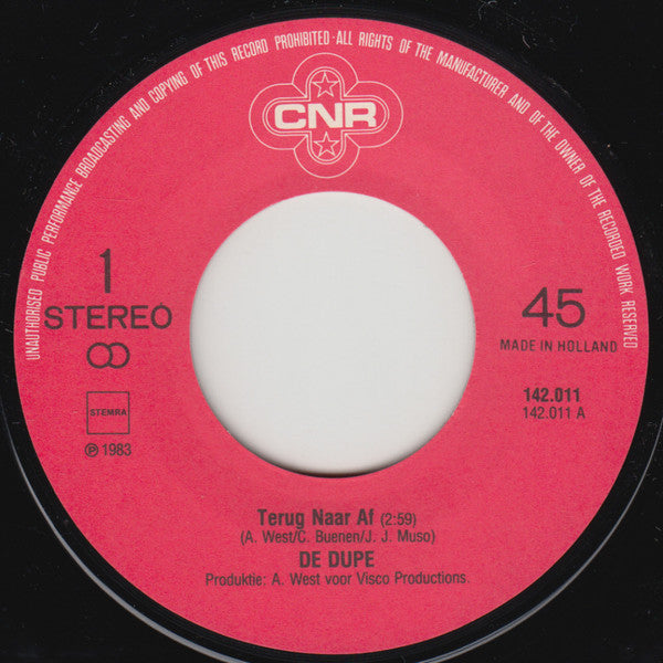 De Dupe (2) : Terug Naar Af (7", Single)