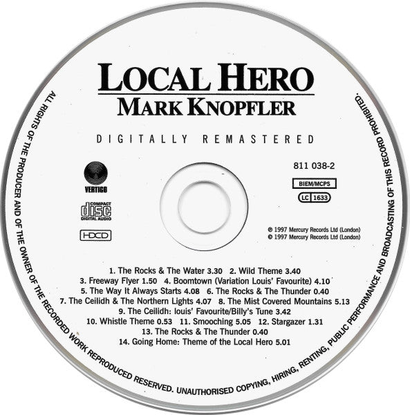 Mark Knopfler : Local Hero (HDCD, Album, RE, RM)