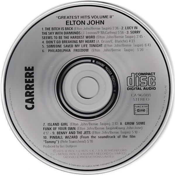 Elton John : Greatest Hits Volume II (CD, Comp)