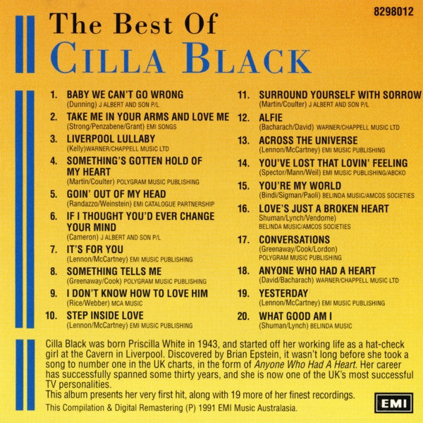 Cilla Black : The Best Of Cilla Black (CD, Comp)