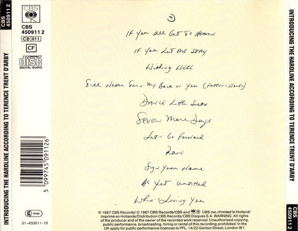 Terence Trent D'Arby : Introducing The Hardline According To Terence Trent D'Arby (CD, Album)