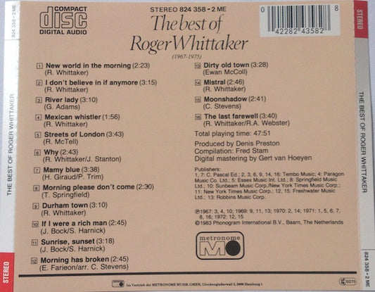 Roger Whittaker : The Best Of Roger Whittaker (CD, Comp, RE)