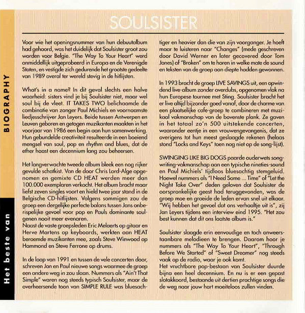Soulsister : Het Beste Van Soulsister (CD, Comp)