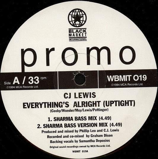 CJ Lewis : Everything's Alright (Uptight) / Human Nature (12", Promo)
