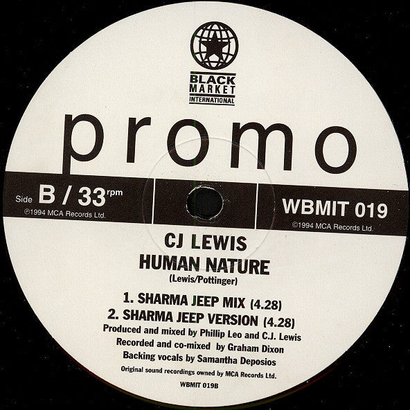CJ Lewis : Everything's Alright (Uptight) / Human Nature (12", Promo)