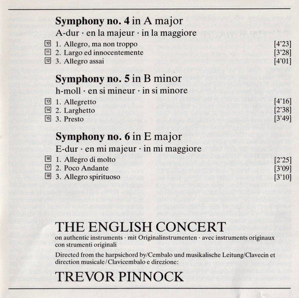 Carl Philipp Emanuel Bach - The English Concert • Trevor Pinnock : The Symphonies For Strings = Die Sinfonien Für Streicher = Les Symphonies Pour Orchestre A Cordes (CD, Album, RP)