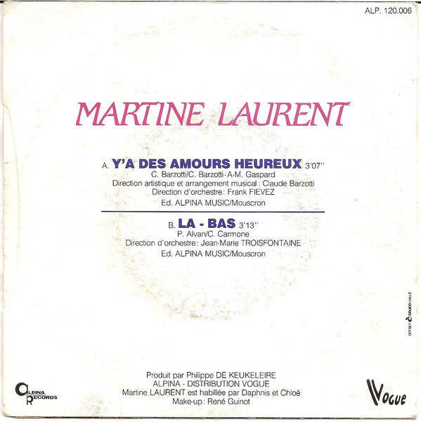 Martine Laurent : Y'a Des Amours Heureux (7", Single)