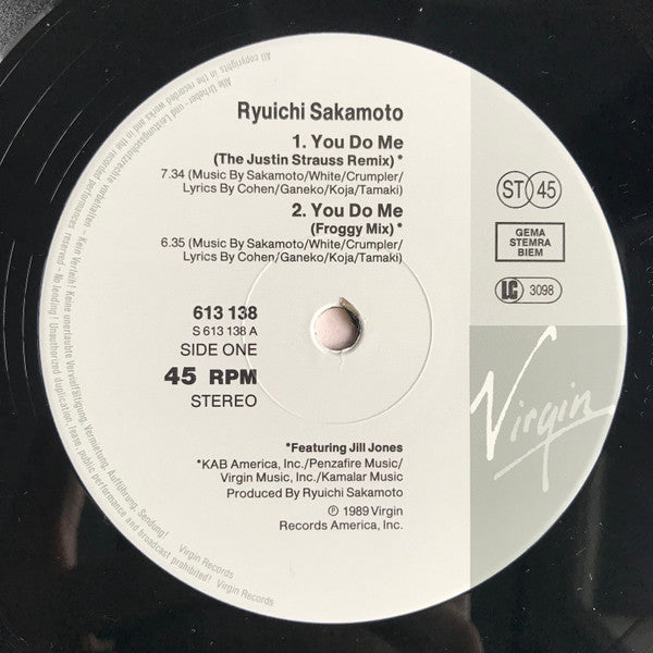 Ryuichi Sakamoto Featuring Jill Jones : You Do Me (12", Single)
