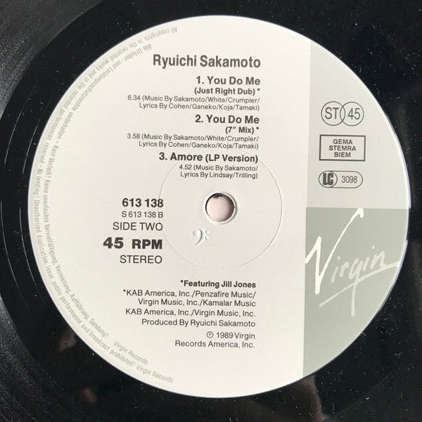 Ryuichi Sakamoto Featuring Jill Jones : You Do Me (12", Single)