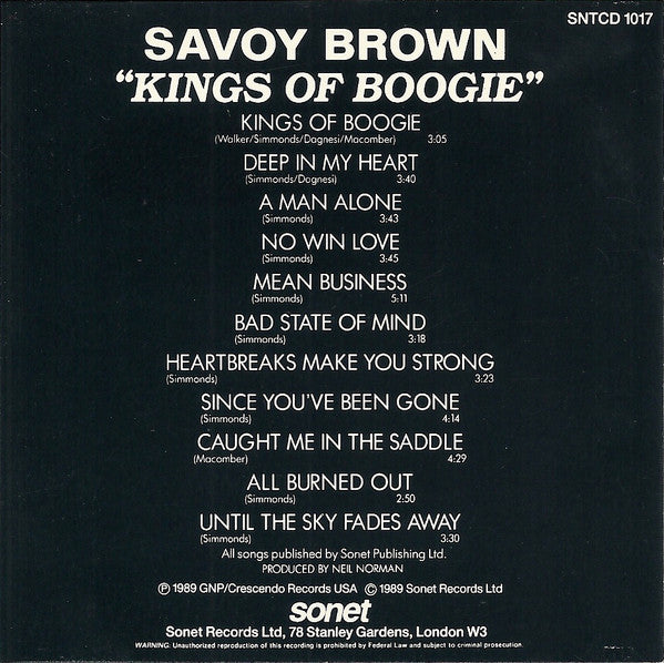 Savoy Brown : Kings Of Boogie (CD, Album)