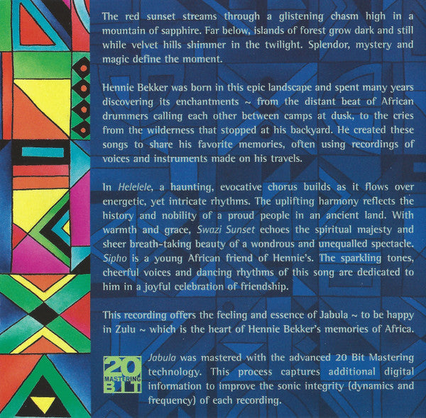 Hennie Bekker : Jabula (The Joyful Spirit Of Southern Africa) (CD, Album)
