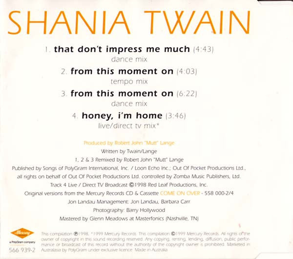 Shania Twain : That Don't Impress Me Much (CD, Single)