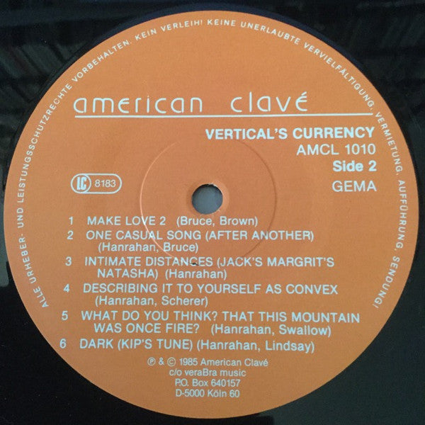 Kip Hanrahan : Vertical's Currency (LP, Album)