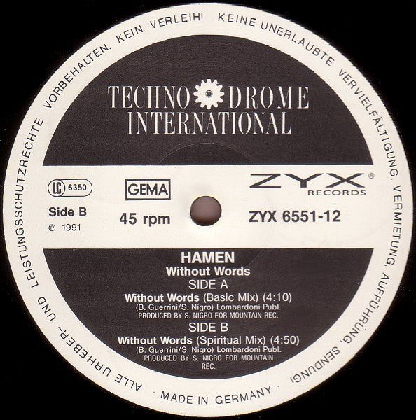 Hamen : Without Words (12")