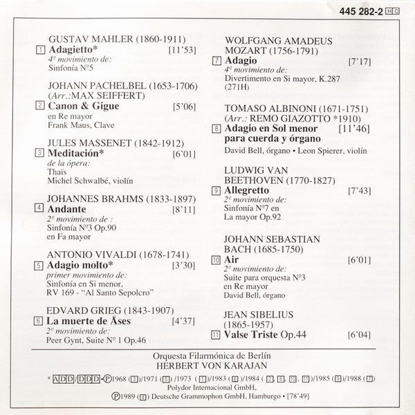 Herbert von Karajan, Berliner Philharmoniker : Adagio (CD, Comp)