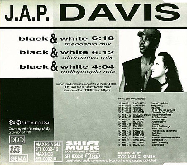 J.A.P. Davis : Black & White (CD, Maxi)
