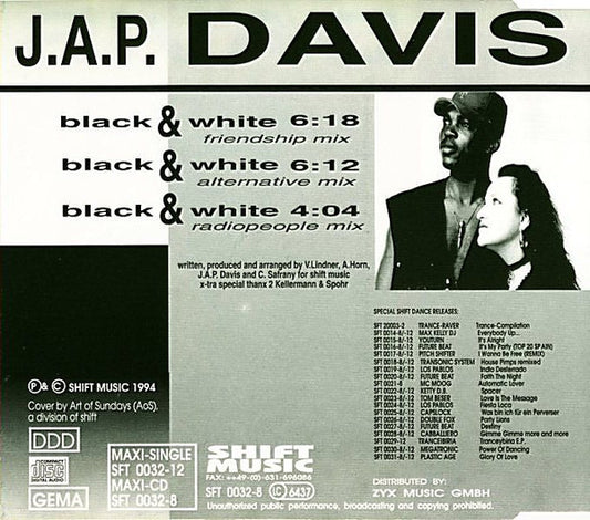 J.A.P. Davis : Black & White (CD, Maxi)