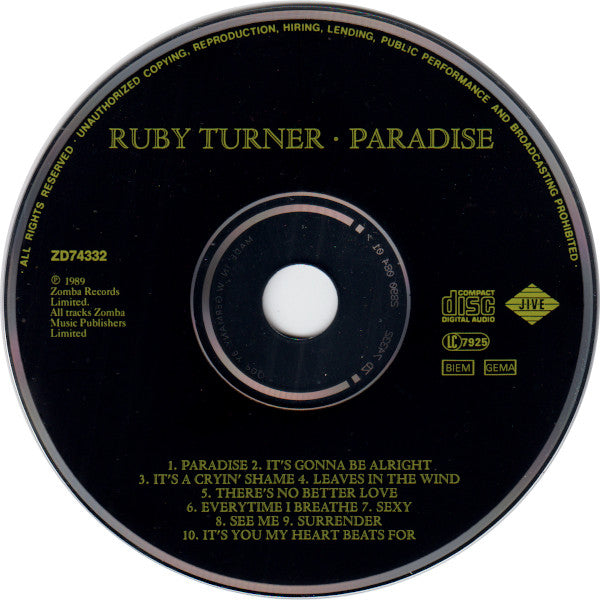 Ruby Turner : Paradise (CD, Album)
