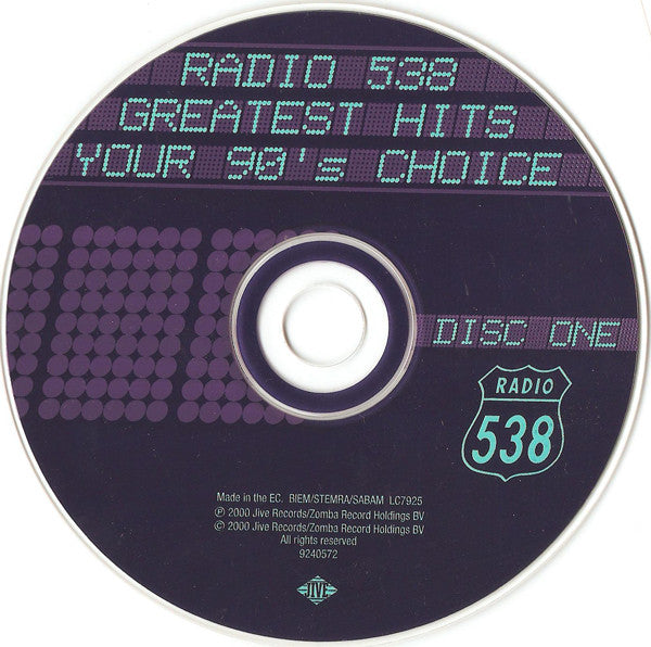Various : Radio 538 Greatest Hits, Your 90's Choice (2xCD, Comp)