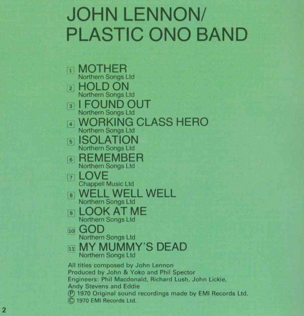 John Lennon / The Plastic Ono Band : John Lennon / Plastic Ono Band (CD, Album, RE)