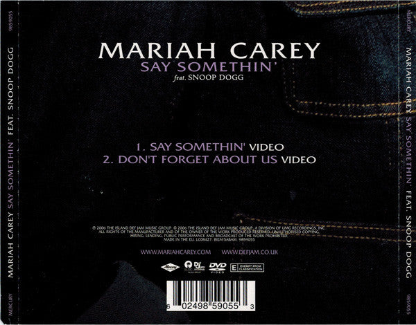 Mariah Carey Feat. Snoop Dogg : Say Somethin' (DVD-V, Single, PAL)